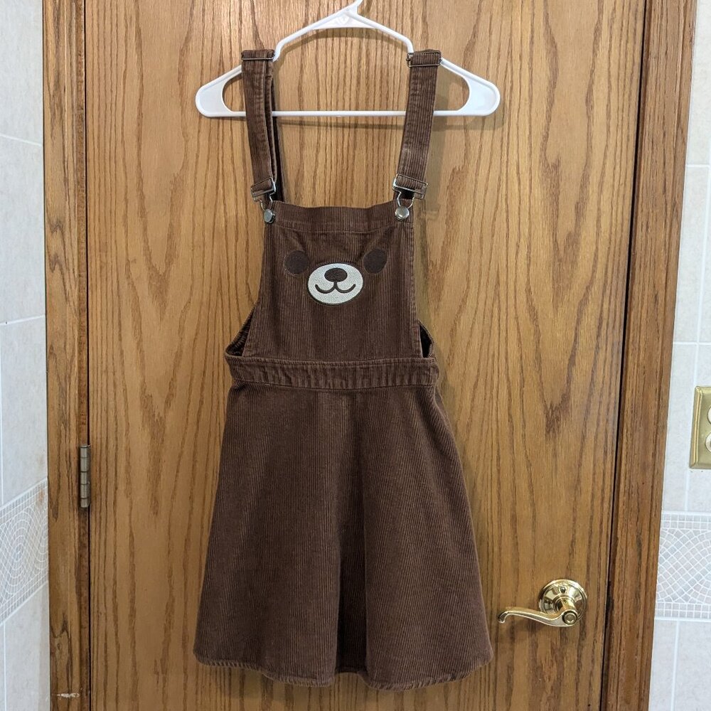 Cute Bear Face Jumper Skirt Corduroy Juniors Small